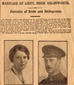 Lieut. Hugh Holdsworth marriage announcement, 1915