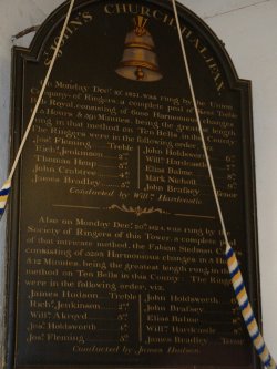 Peal Board in St. John the Baptist, Halifax Parish Church 1821