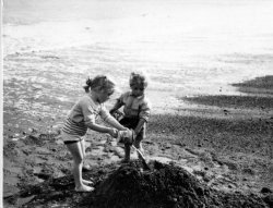 Howard and Ingrid Holdsworth at Sandsend, ca 1953