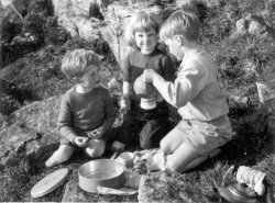 Howard, Ingrid and Michael Holdsworth, A tea-party above Scargill, Kettlewell 1953