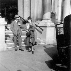 George Bertram Holdsworth talking to a friend at the Cavendish Hotel, Eastbourne, 1938