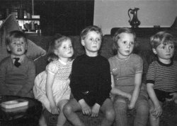Colin Dallas, Ingrid Holdsworth, J Michael Holdsworth, Angela Dallas, Howard Holdsworth, at Scargill House, Kettlewell, 1953