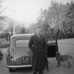 Jimmy Strang, Hillman Husky, at Scargill, 1956