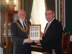 receiving momento in Halifax Town Hall, 6 Sept 2008