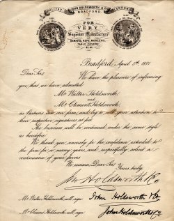 Walter and Clement's signature letter, 1881