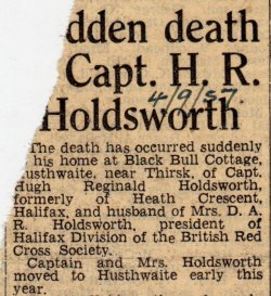 Lieut. Hugh Reginald Holdsworth death announcement, 4 Sep 1957