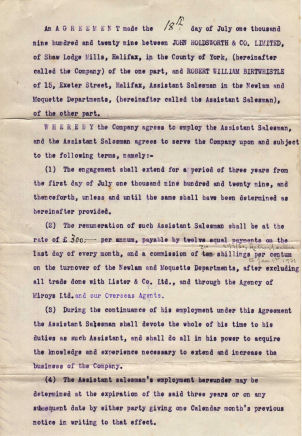 Agreement with JH, 1929
