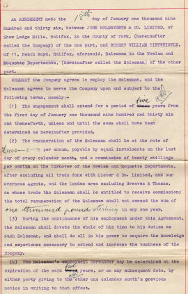 Agreement with JH, 1936