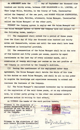 Agreement with JH, 1937