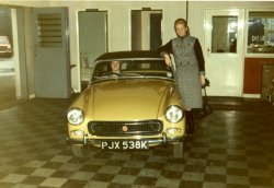 David's MG Midget PJX538K at Salterhebble Garage, Halifax 1972