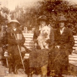 Emmaline Sykes, Mabel, 'George', Doris. From George Bertram Holdsworth photograph album 1909