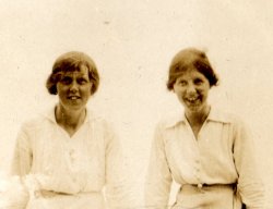 Mabel and Doris Highley at Sandsend, August 1915