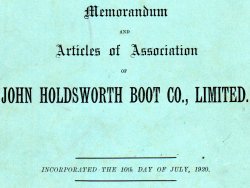 John Holdsworth Boot Co Ltd, Incorporated 1920