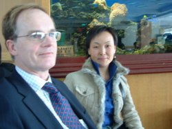 David Holdsworth, Nancy Huang, At Shanghai city railway station, Mar 2006