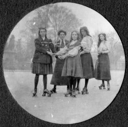 Roller skating at the rink in Clifton Zoological Gardens, 1908