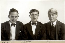 WFB Pollock-Morris, ANB Ritchie, Michael Holdsworth at Harrow, July 1939