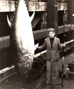 John Holdsworth aged 14 with his 614 Lb Tunny. 1934