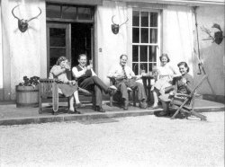 Mrs Bryceson, Michael Bryceson, Bill Holdsworth, Dina Maria Holdsworth, Sue Barnard at Scargill House, Kettlewell 1953
