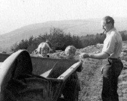 Ingrid, Howard and Bill Holdsworth on Top Ploughing at Scargill 1954