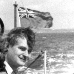 Denys Gillam, aboard Gwynreta, ca 1950