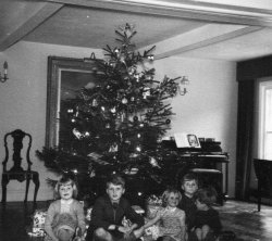Holdsworth children. Christmas 1955 at Scargill