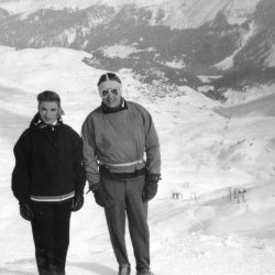 Pat & Malcolm at the Hörnli Hut, Arosa, Switzerland, 1956